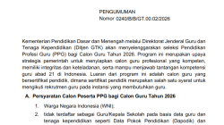 Pendaftaran PPG Calon Guru 2026 Dibuka, Ini Syarat, Jadwal, Biaya, dan Bidang Studinya