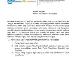 Pendaftaran PPG Calon Guru 2026 Dibuka, Ini Syarat, Jadwal, Biaya, dan Bidang Studinya